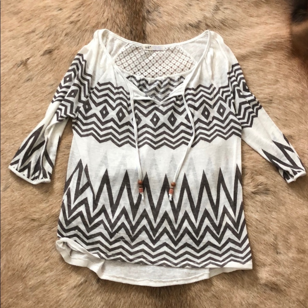 Chevron print peasant top